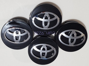 4x TOYOTA WHEEL RIMS CENTER HUB CAP CAPS BLACK BASE CHROME LOGO 62MM CAMRY +MOR