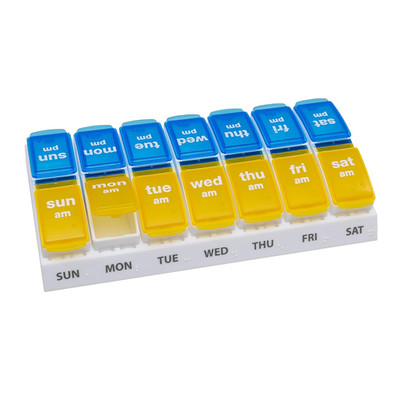 EZY DOSE Weekly AM/PM Pill Organizer, 7-Day Vitamin and Medication Box with Larg