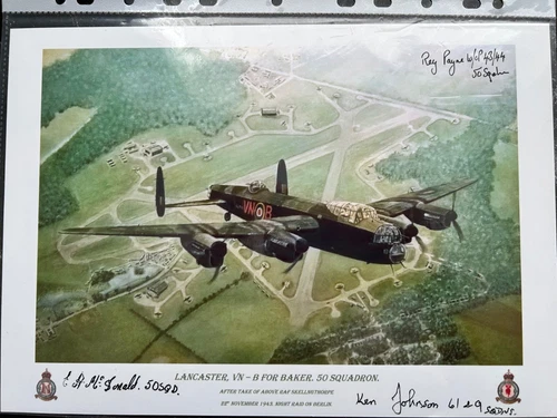 Photograph of Lancaster VN-B for baker signed by ww2 veterans