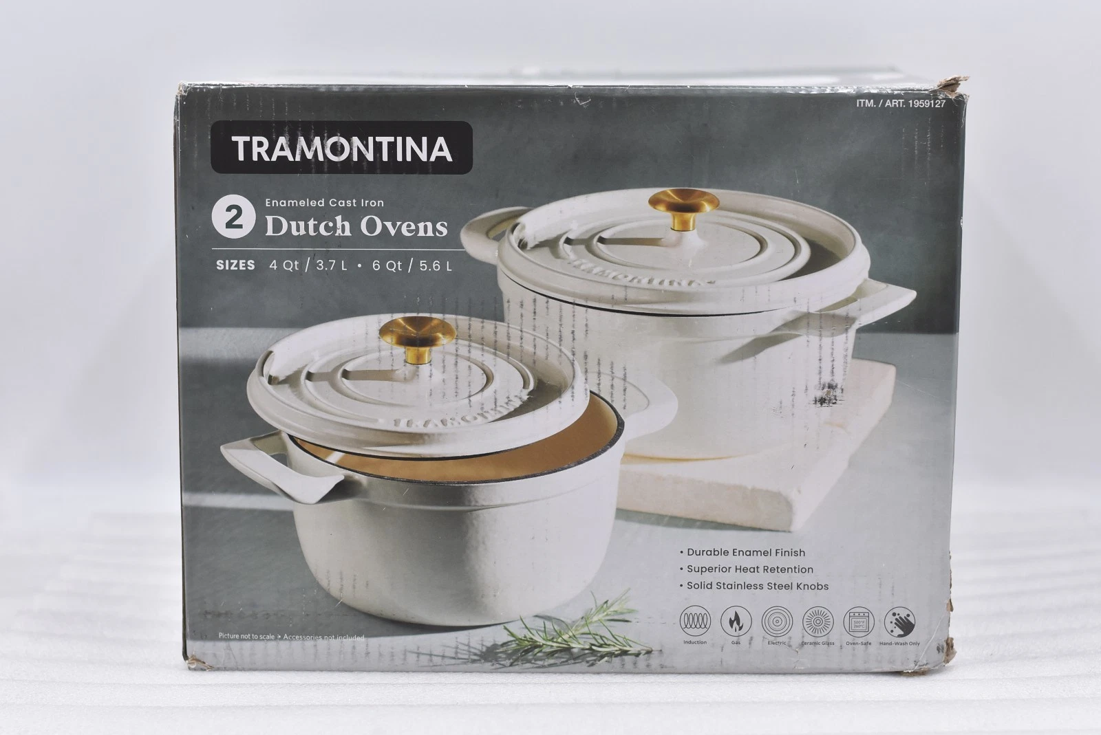 Tramontina White Enameled Cast Iron Round Dutch Ovens - 2pk (4Qt & 6Qt)
Opens in a new window or tab