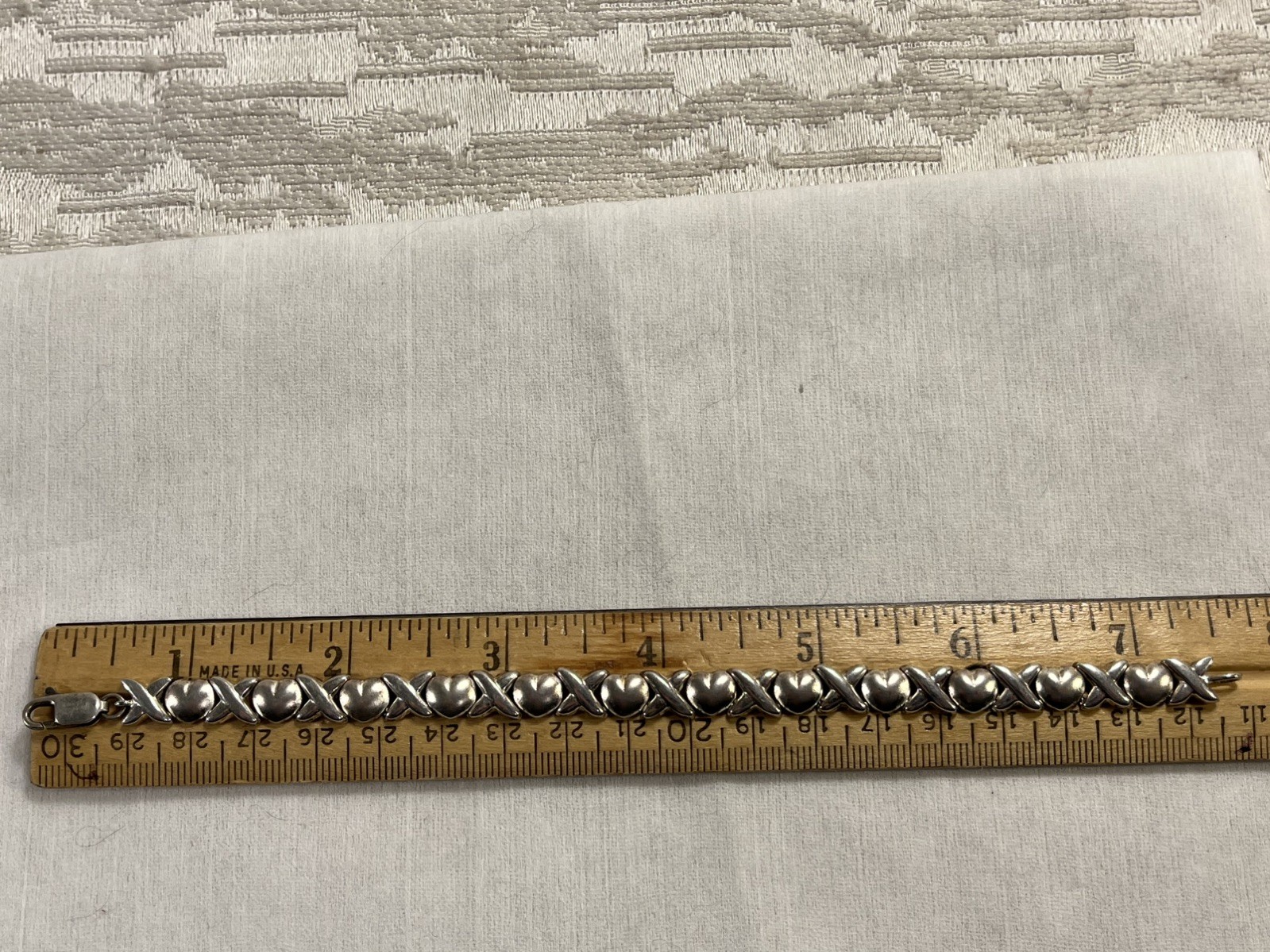 Sterling Silver Bracelet XO Hugs & Kisses 7 Inch 925 Italy -- 2925