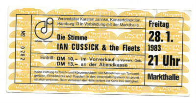 Ian Cussick and the Fleets Ticket 28.1.1983 Hamburg Markthalle