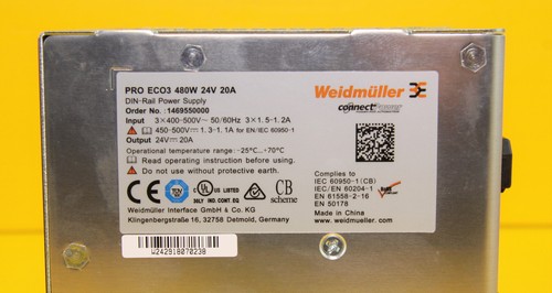 Weidmuller 1469550000 PRO ECO3 Power Supply AC/DC Converter 480W 24V 20A - Picture 4 of 6