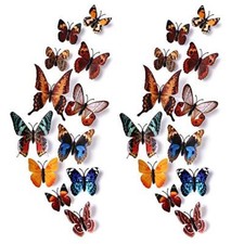 24pcs 3D Vivid Special Man-Made Lively Butterfly Art DIY Decor Wall Brown