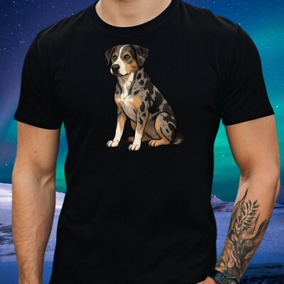 Mens Catahoula Shepherd Motif Cotton T-Shirt Size XS to 5XL