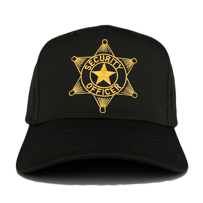 Security Guard Star Embroidered Black Gold Patch Adjustable Baseball Cap