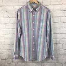 Brooks Brothers Men's Large Dress Shirt Multicolor Gingham Plaid