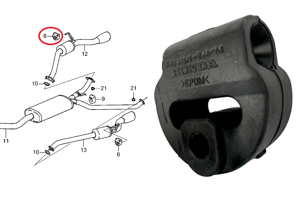 GENIUNE Honda OEM 18215-SJA-A5 Rubber Exhaust Mount Muffler Pipe