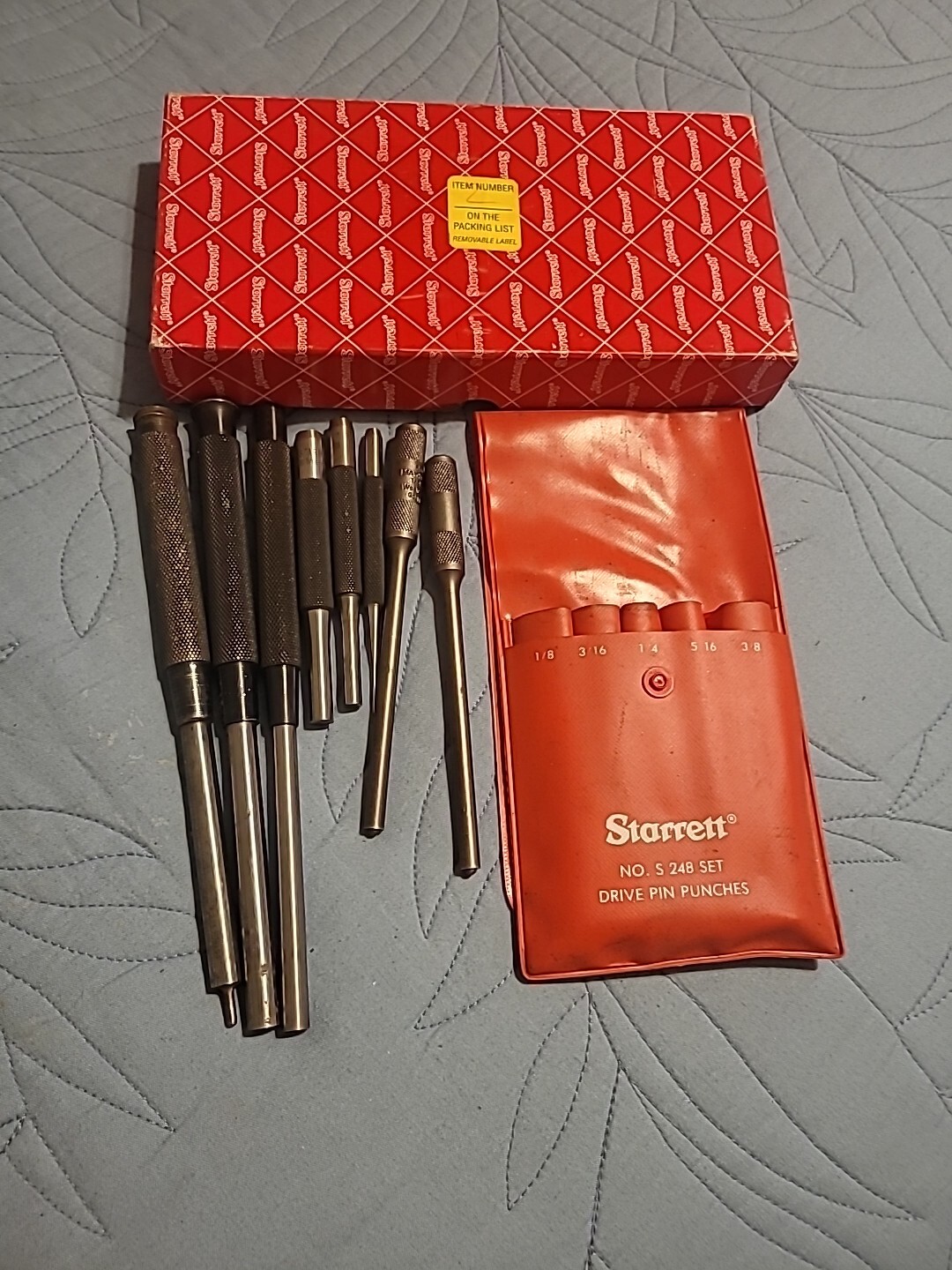 4 Starrett S248 Steel Drive Pin Punch Set 8" Length 2 Mayhew Punches 2