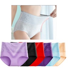6 Ladies Panties Brief HIG WAIST NATURAL COTTON Underwear Plus Size MEDIUM