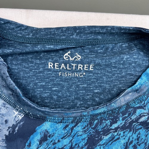 Realtree Fishing Aspect Shirt Mens 2XL Blue Camo Long Sleeve Lightweight - Picture 4 of 10