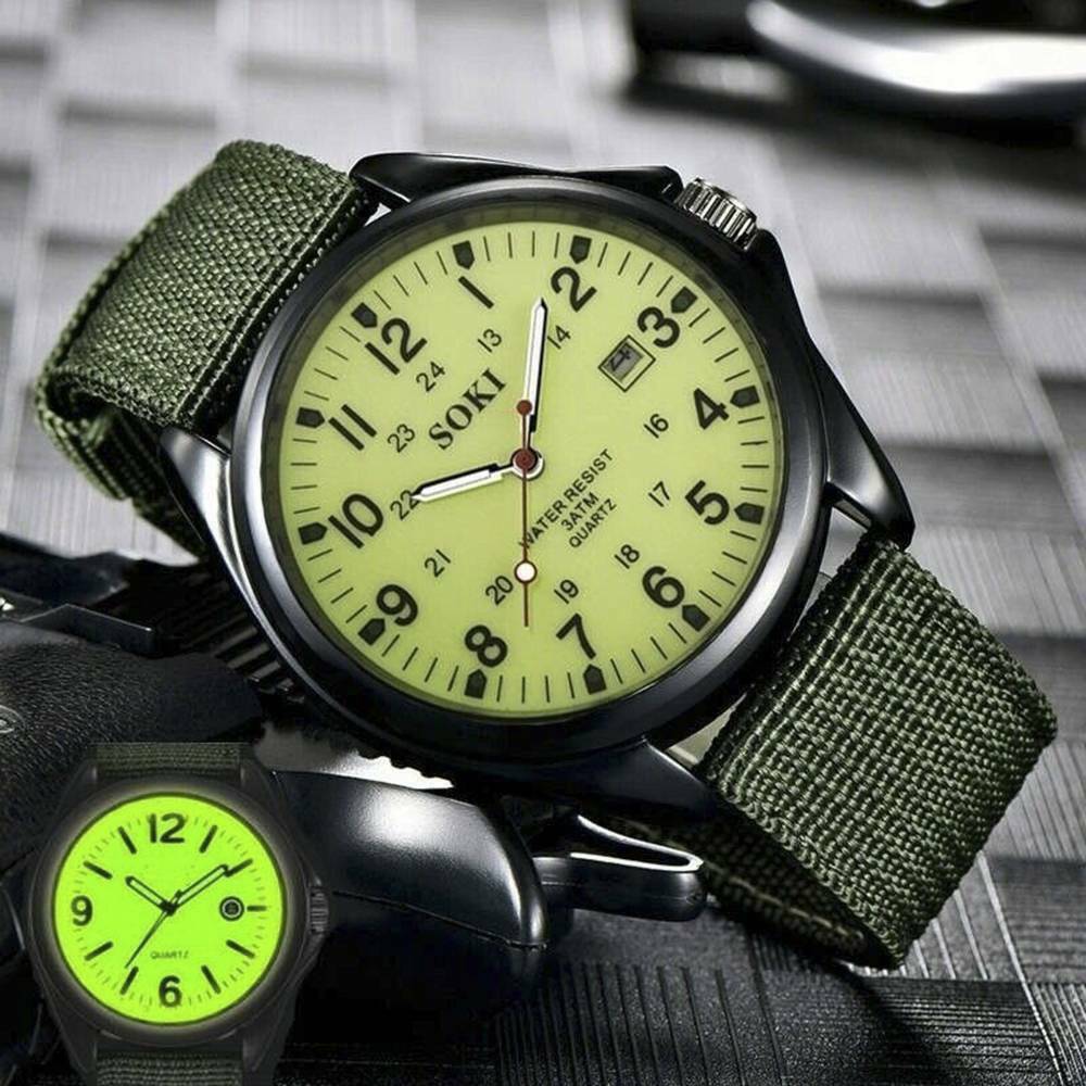 Men's Military Army Mens Date Canvas Strap Analog Quartz Sport Wrist Watch Gift.