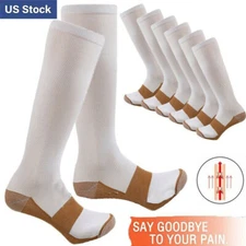 (3/6 Pairs) Compression Socks Knee High Copper Men Women 20-30mmHg USA STOCK