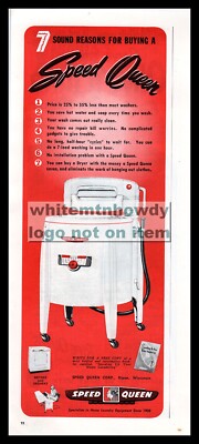 1952 SPEED QUEEN Wringer Washing Machine Washer Laund Mid-Century Retro PRINT AD