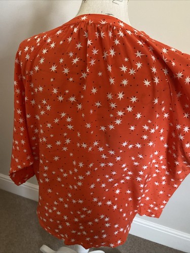 MINT VELVET Orange Star Print Batwing Blouse size UK 12 - Picture 8 of 14