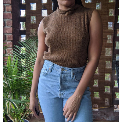 brown mock neck sweater women's