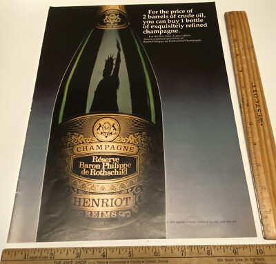 Vintage Print Ad Baron Philippe de Rothschild Champagne Ephemera 1970s 13 x 9.75