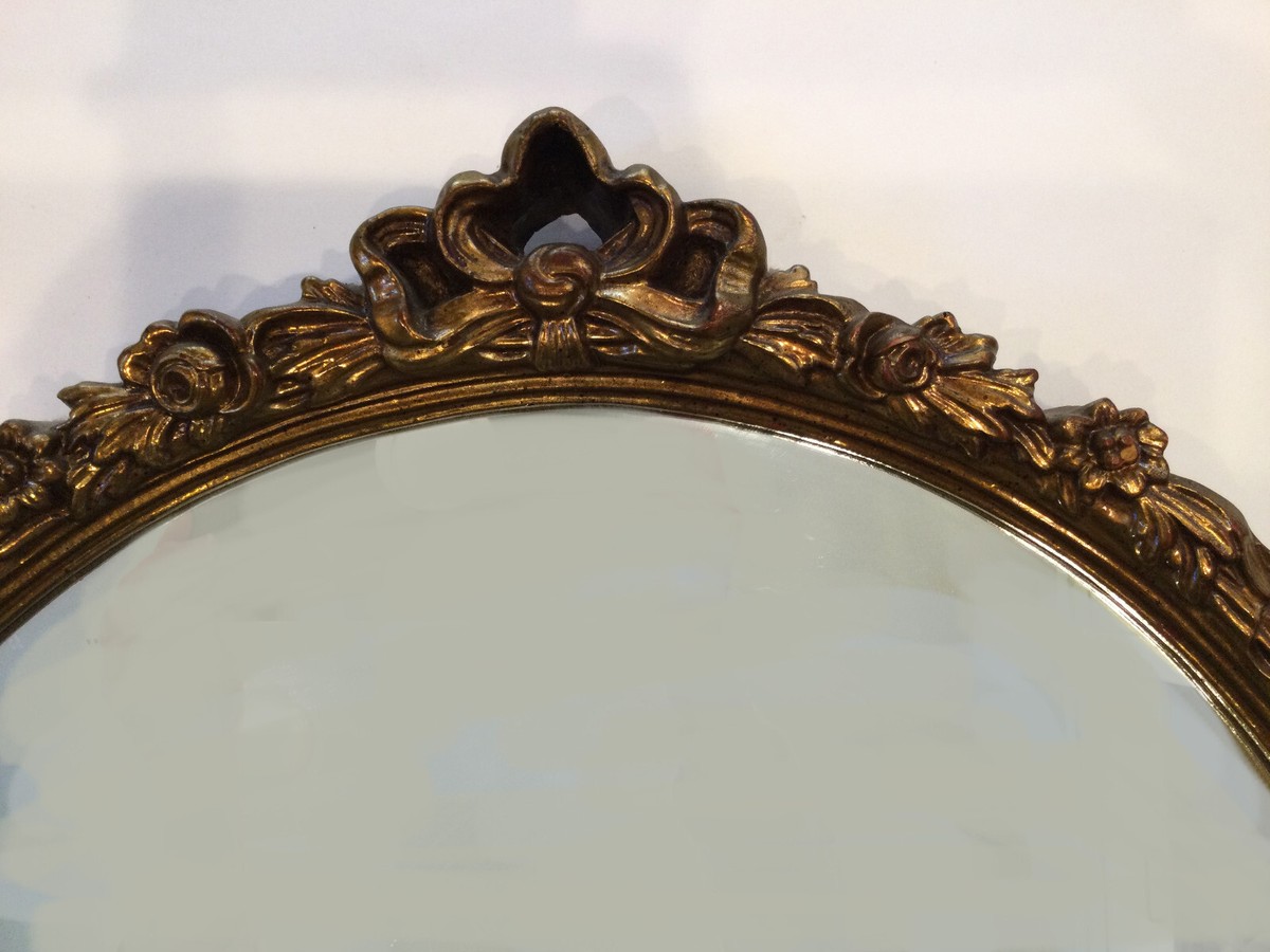 Vintage 60's Gilt Wood Wall Carolina Mirror Co. Regency Bow