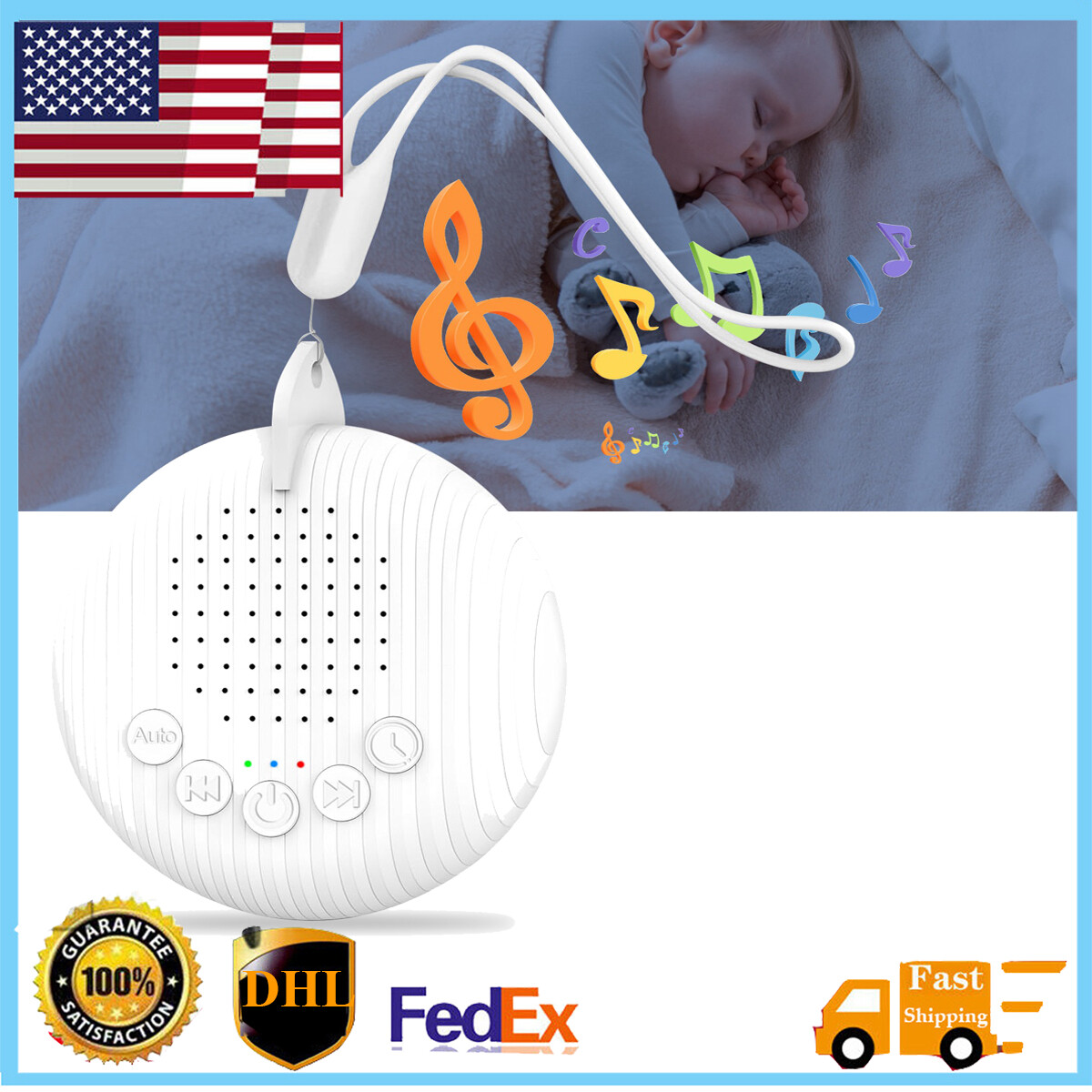 Portable Noise Sound Machine For Baby W/ 10 Soothing Sounds Volume Control Timer-image