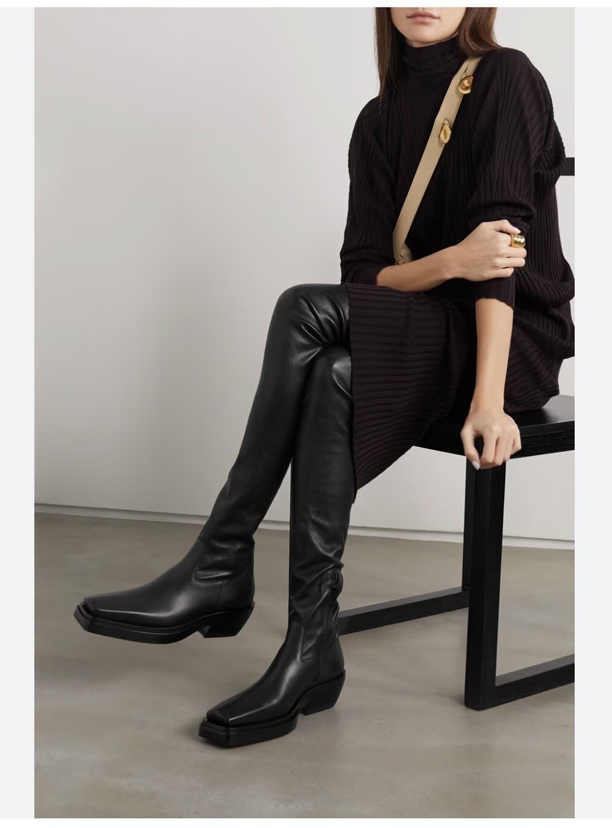 Bottega Veneta The Lean Leather Over-The-Knee Boot Women's Brown 39