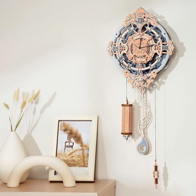 ROKR 3D Wooden Puzzle Romantic Notes Wall Clock DIY Building Model Home Decor