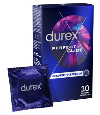 10 Durex Perfect Glide Kondome Verhütungsmittel sicherer Halt, extra feucht 56mm