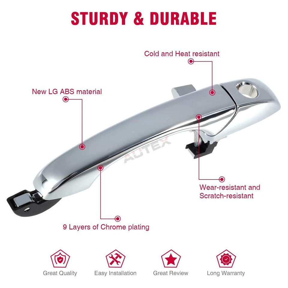 4589009AD Chrome Exterior Front Left Door Handle Replacement for Chrysler 300 - Изображение 2 из 4