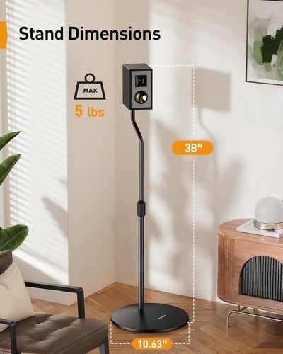 Höhenverstellbarer Lautsprecherständer Paar Surround Sound Ständer für kleines Bücherregal - Bild 7 von 7