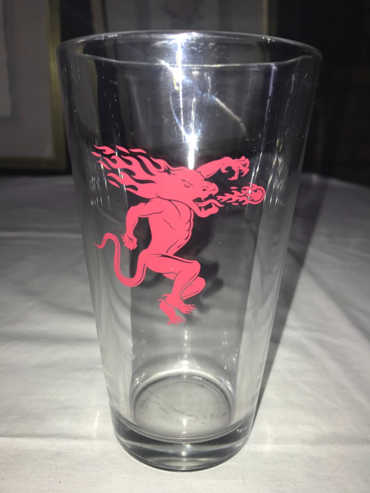 FIREBALL Logo CINNAMON WHISKEY Red SATAN Devil 16oz Beer PINT GLASS 5¾ ...