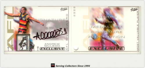 2002 Select AFL Exclusive Series Medal Signature Card MCS5 Andrew McLeod (MVP) - Afbeelding 1 van 1