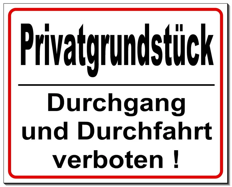 DESI-SCHILDER Privatgrundstück-Durchgang-verboten-Aluminium-Schild-3 Größen-Warnschild-Verbot