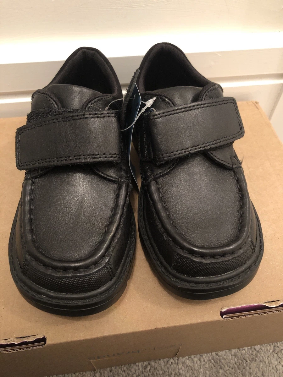 M S Kids Black Leather Size 8 Infant School Shoes With Cushioned