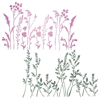 2x Gräser Schablone - Verwenden Sie Bordüre Gräser Blumen Schichtung, um Textur und Desi hinzuzufügen