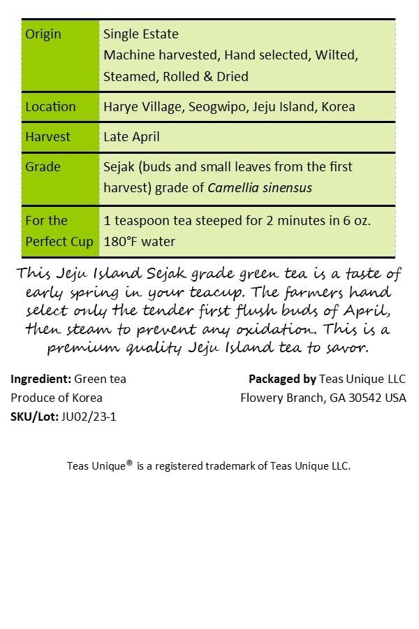 Korean Jeju Island Sejak Green Tea, 50g