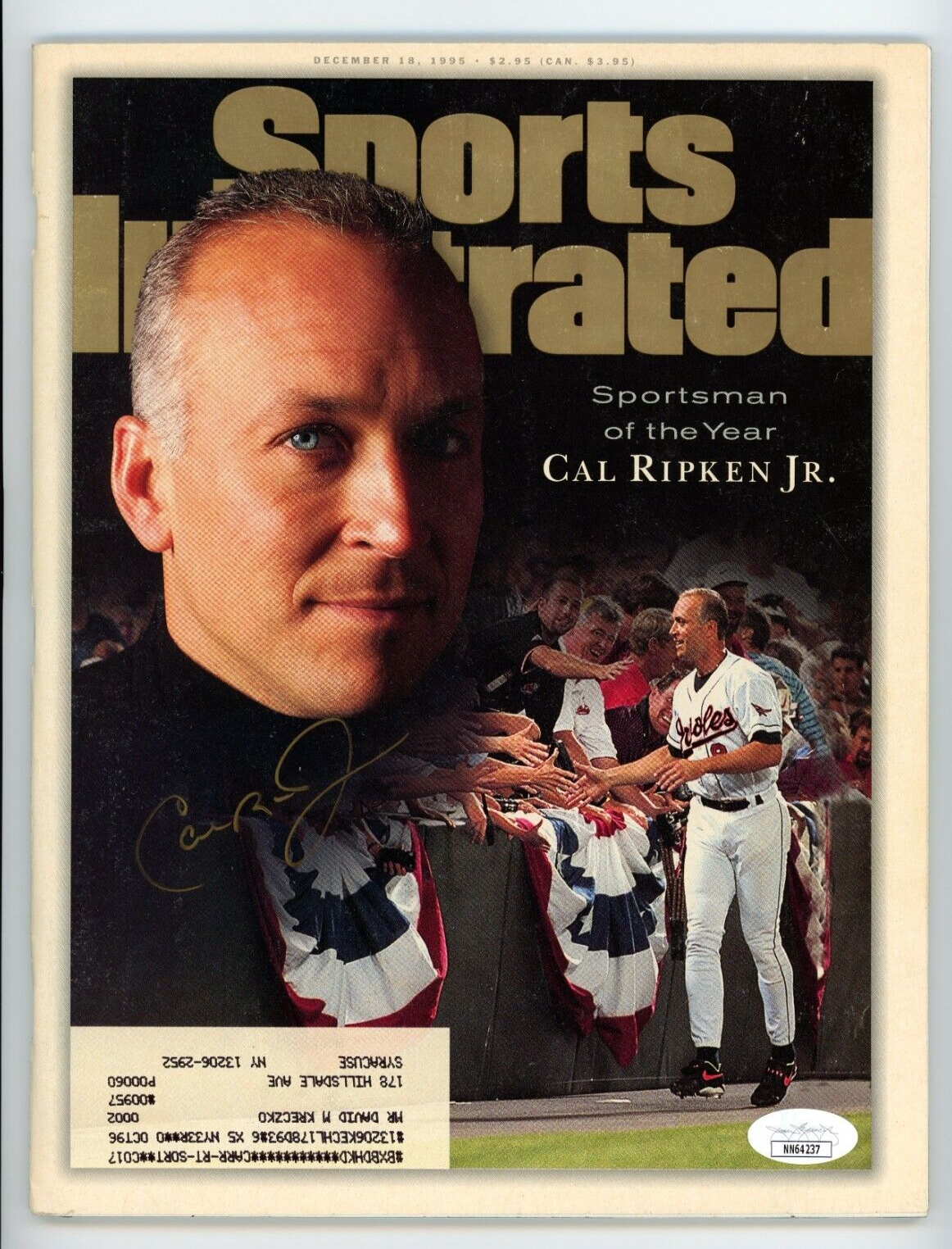 Cal Ripken Jr. Autographed Signed Baltimore Orioles 1995 Cal Ripken Jr Sports Illustrated Sportsman Of The Year JSA 