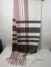 Gap Oversize Scarf, Pink, cream, brown, 77 in long, 14.5 in wide