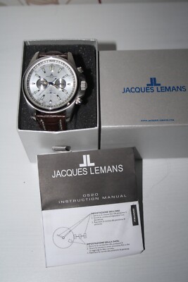 JACQUES LEMANS Herrenuhr Liverpool Lederarmband Edelstahl Chronograph 1-1117