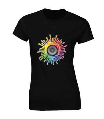 LAUTSPRECHERSYSTEM DAMEN T-SHIRT MUSIK DJ TANZ ACID HOUSE SCHALLPLATTE VINYL COOL TOP