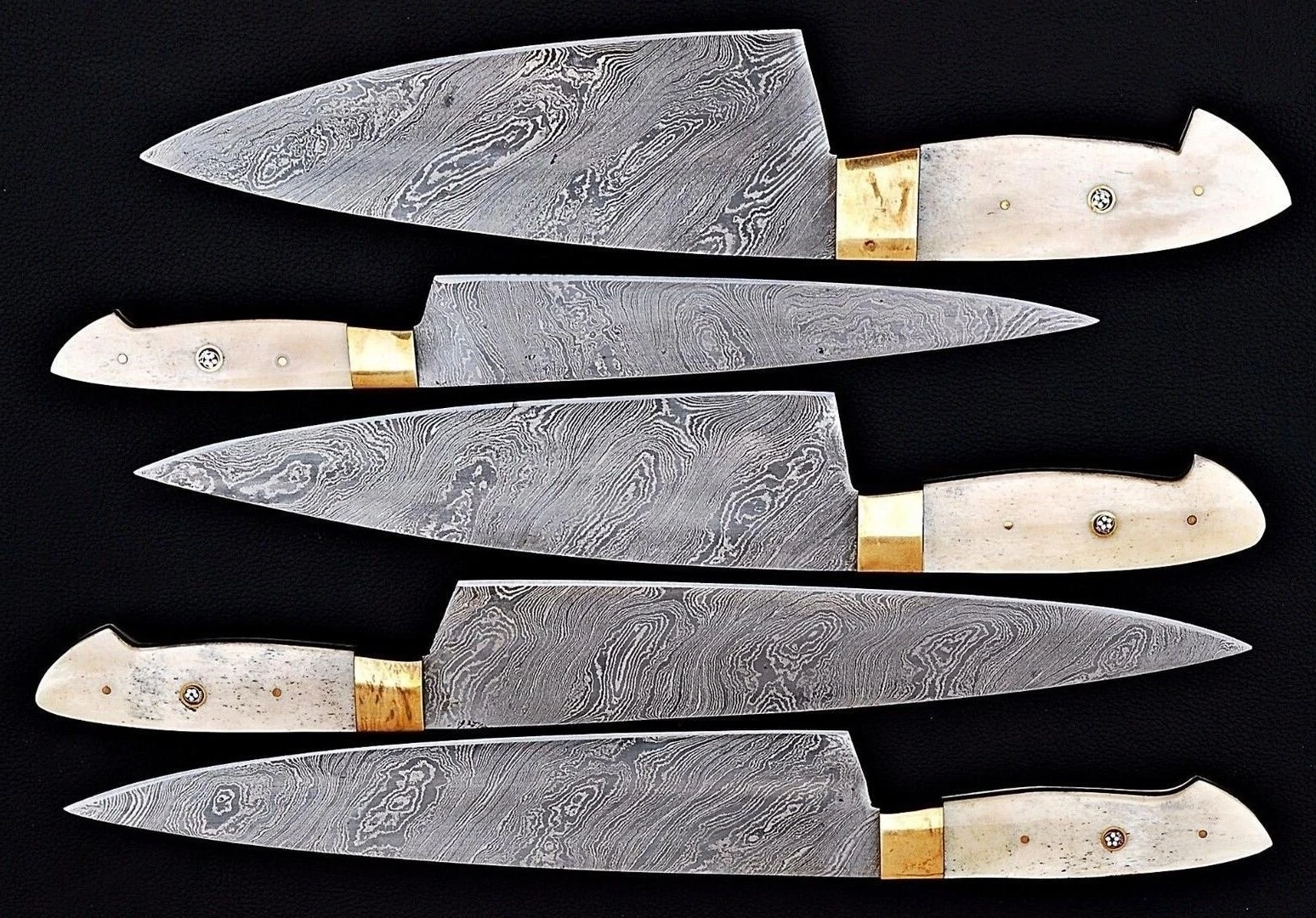 HAND FORGED DAMASCUS STEEL CHEF KNIFE KITCHEN SET with= roll bag