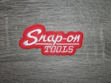 Snap-On Tools Red/White Mechanic Garage Embroidered Iron On Patch 4" x 2."