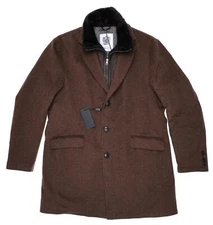 Gallotti 288441 Lora Piana Wool Overcoat Removable Shearling Collar Bib 46