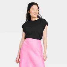 A New Day™ Women's Extended Shoulder T-Shirt Black Size XS