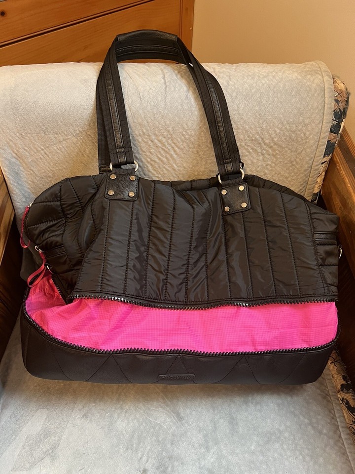 CYNTHIA ROWLEY LARG WEEKENDER QUILTED BLACK DUFFLE BAG EXPANDABLE eBay