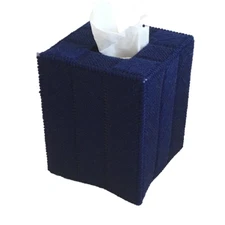 The Executive - Navy Blue Handstitched Boutique Tissue Box Cover