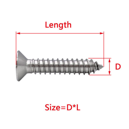 Countersunk Self Tapping Wood Screws Chipboard A4 Marine Grade Stainless Steel - Picture 3 of 7