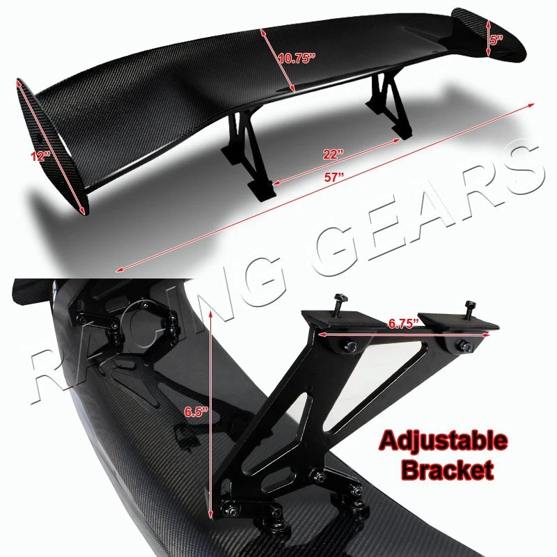 57" ESTILO DRAGON-2 REAL FIBRA DE CARBONO MALETERO TRASERO GT ALERÓN ALERÓN UNIVERSAL Foto 2 de 3