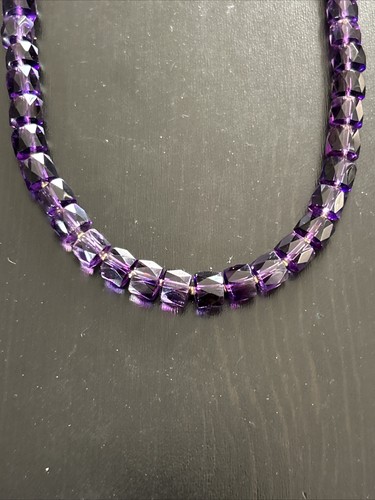 Estate 14k Yellow Gold & Amethyst Faceted Bead Strand Necklace 20” - 56.8 Grams - Picture 3 of 6
