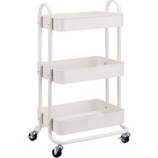 Compact and Functional 3-Tier Rolling Cart with Curved Handle - Indoor Organizer