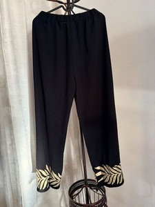Black Wide-Leg Pants with Gold Leaf Trim size medium