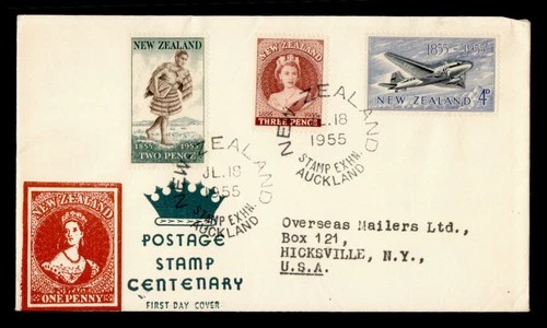 DR WHO 1955 NEW ZEALAND FDC STAMP CENTENARY CACHET COMBO M71480